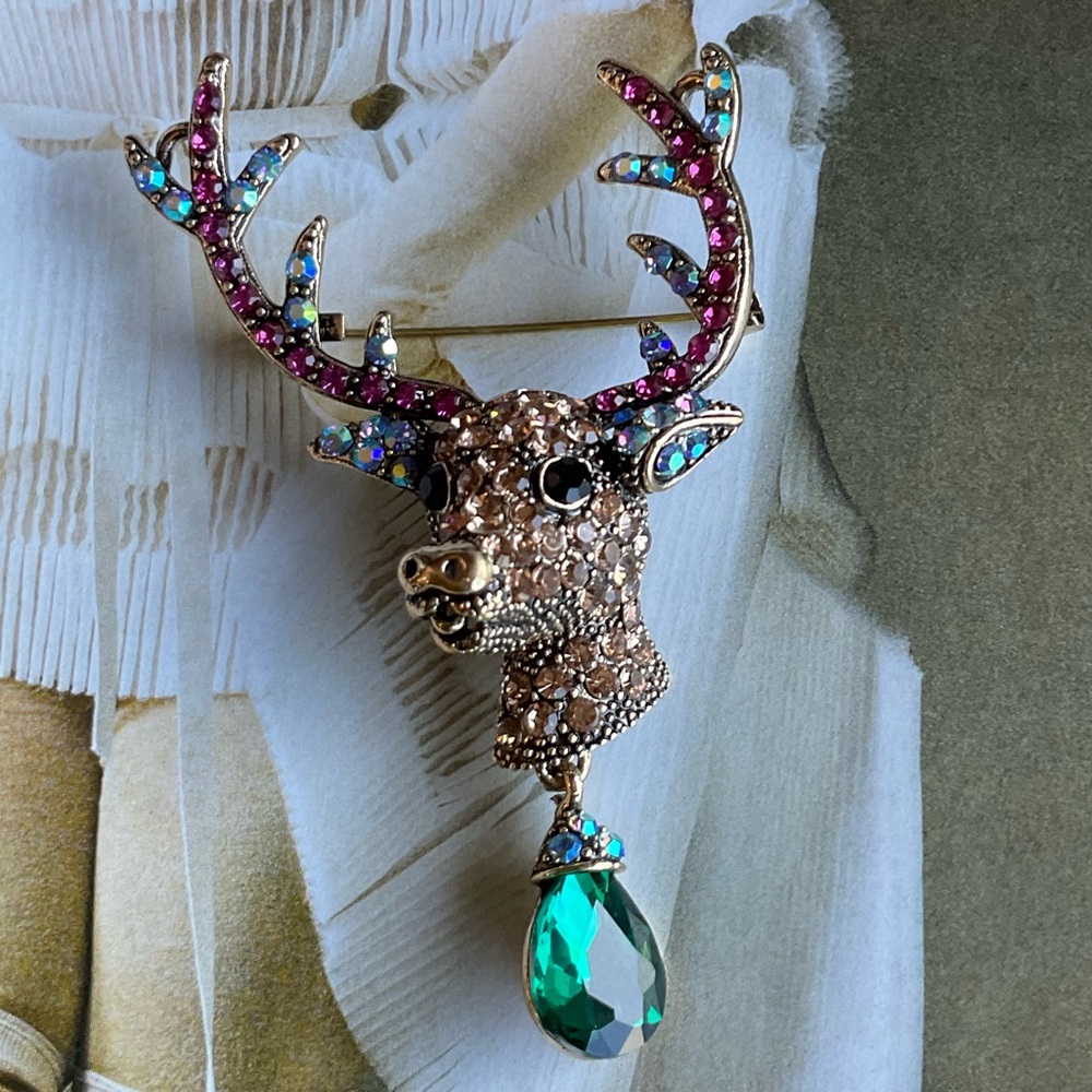 Elegant Multicolor Deer Brooch